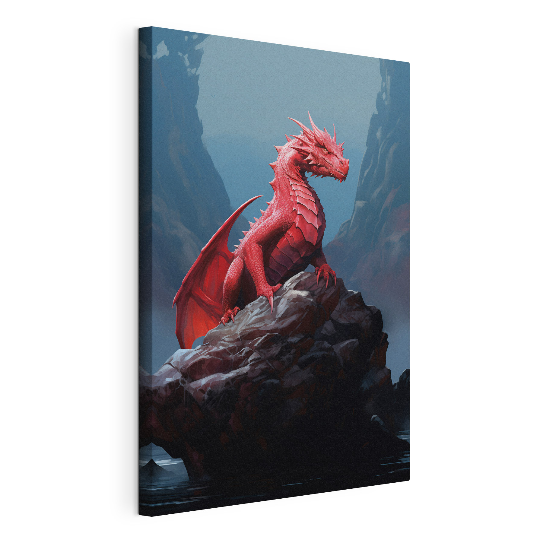 Red dragon on a rock Red dragon on a rock
