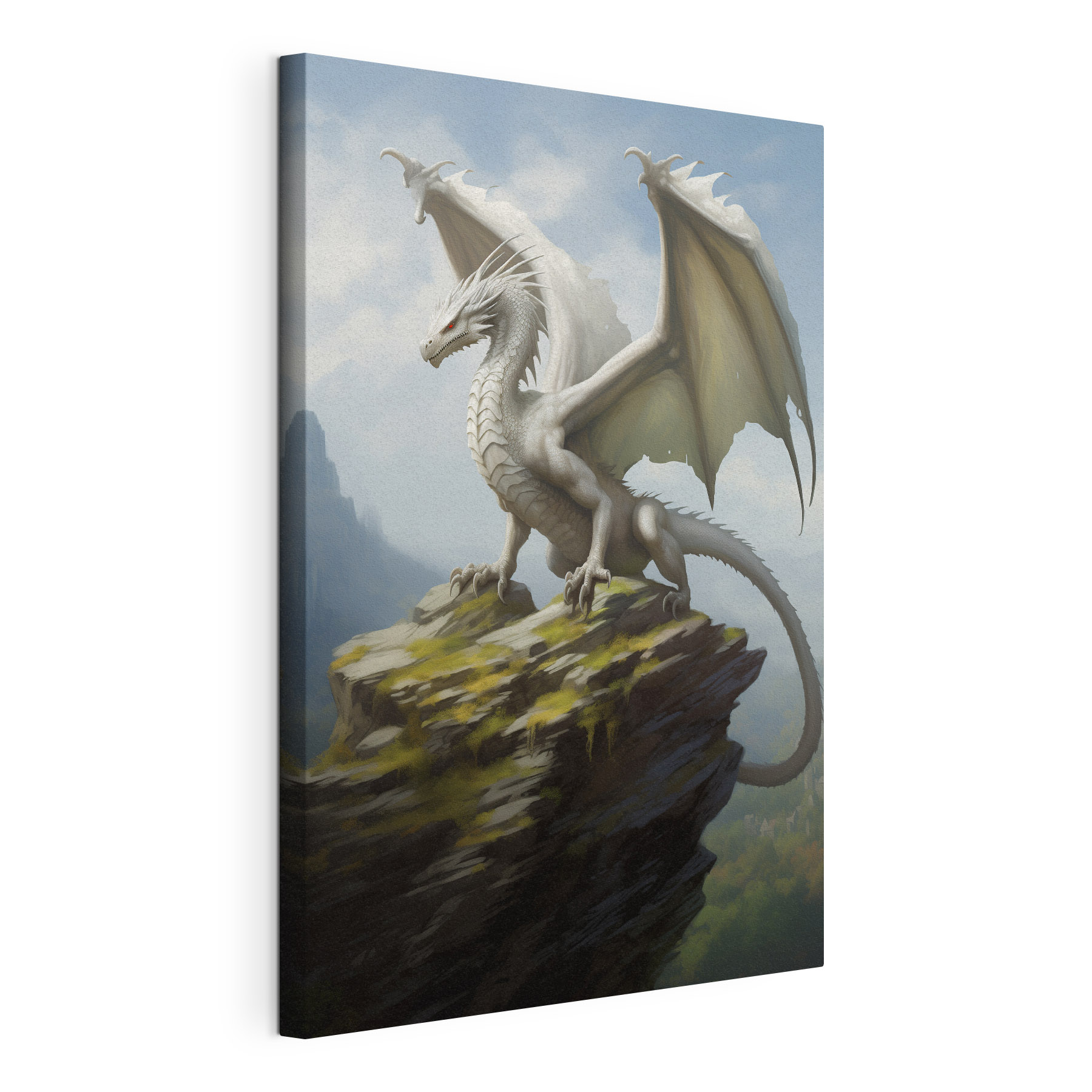 White dragon on a rock White dragon on a rock