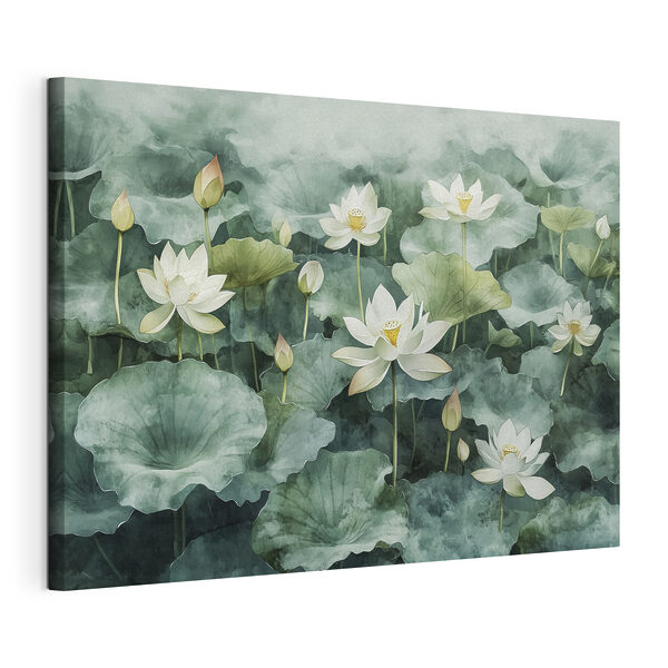 Quadri Quadri Composizione di fiori bianchi e foglie verdi (COD: s41228)