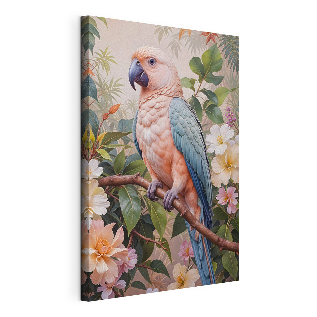 Bird sitting on a branch with flowers Bird sitting on a branch with flowers
