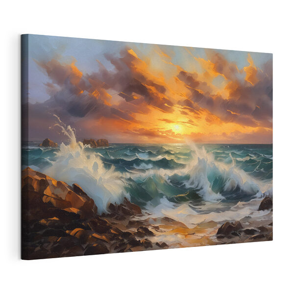 Quadri Quadri Le onde si infrangono su una spiaggia rocciosa (COD: s41266)
