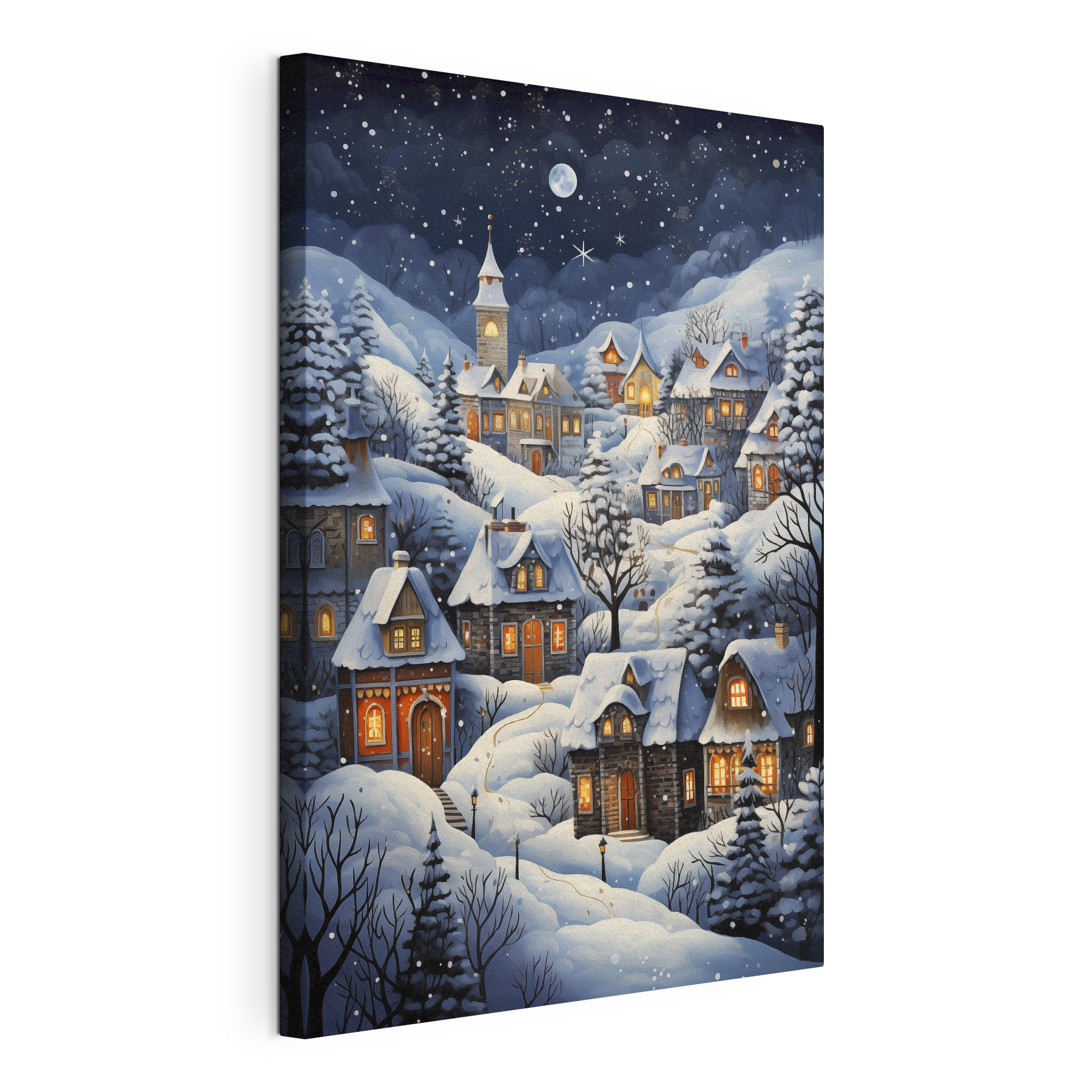 Painting of a snowy village Painting of a snowy village