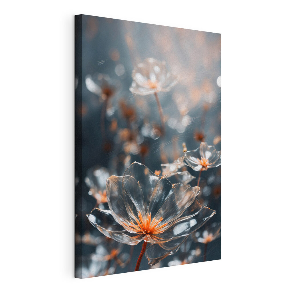 Transparent flowers with orange centers Transparent flowers with orange centers