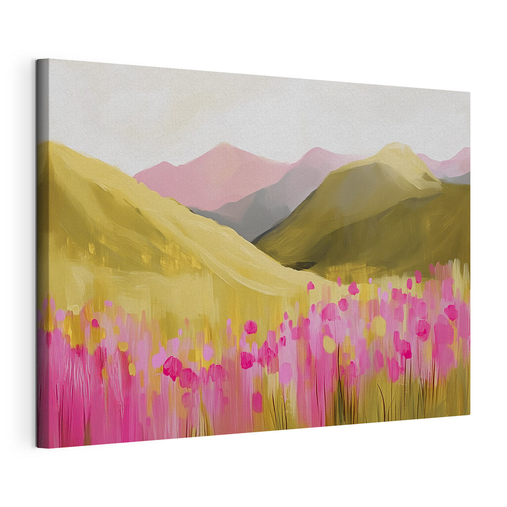 Painting of a field of pink flowers Painting of a field of pink flowers