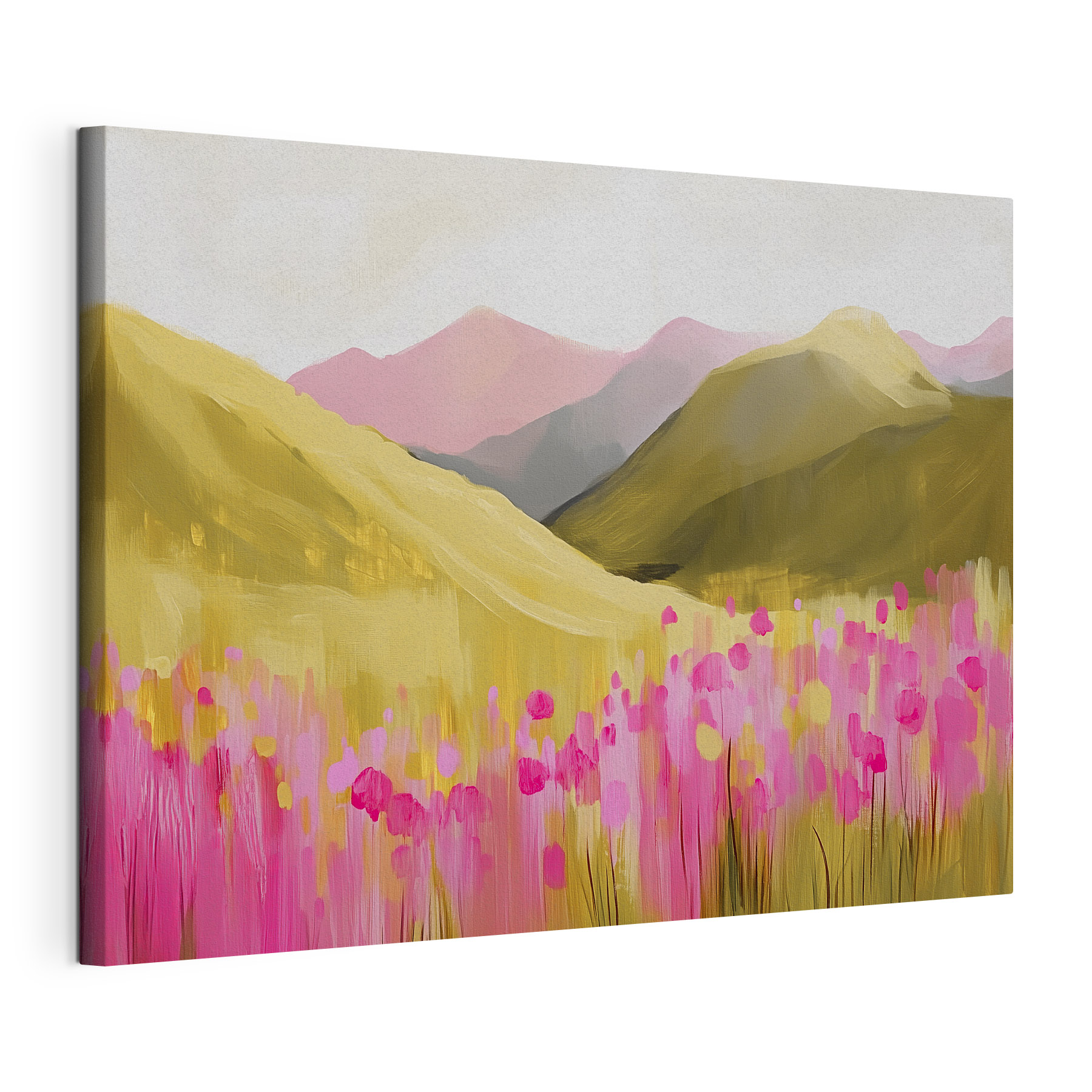 Painting of a field of pink flowers Painting of a field of pink flowers