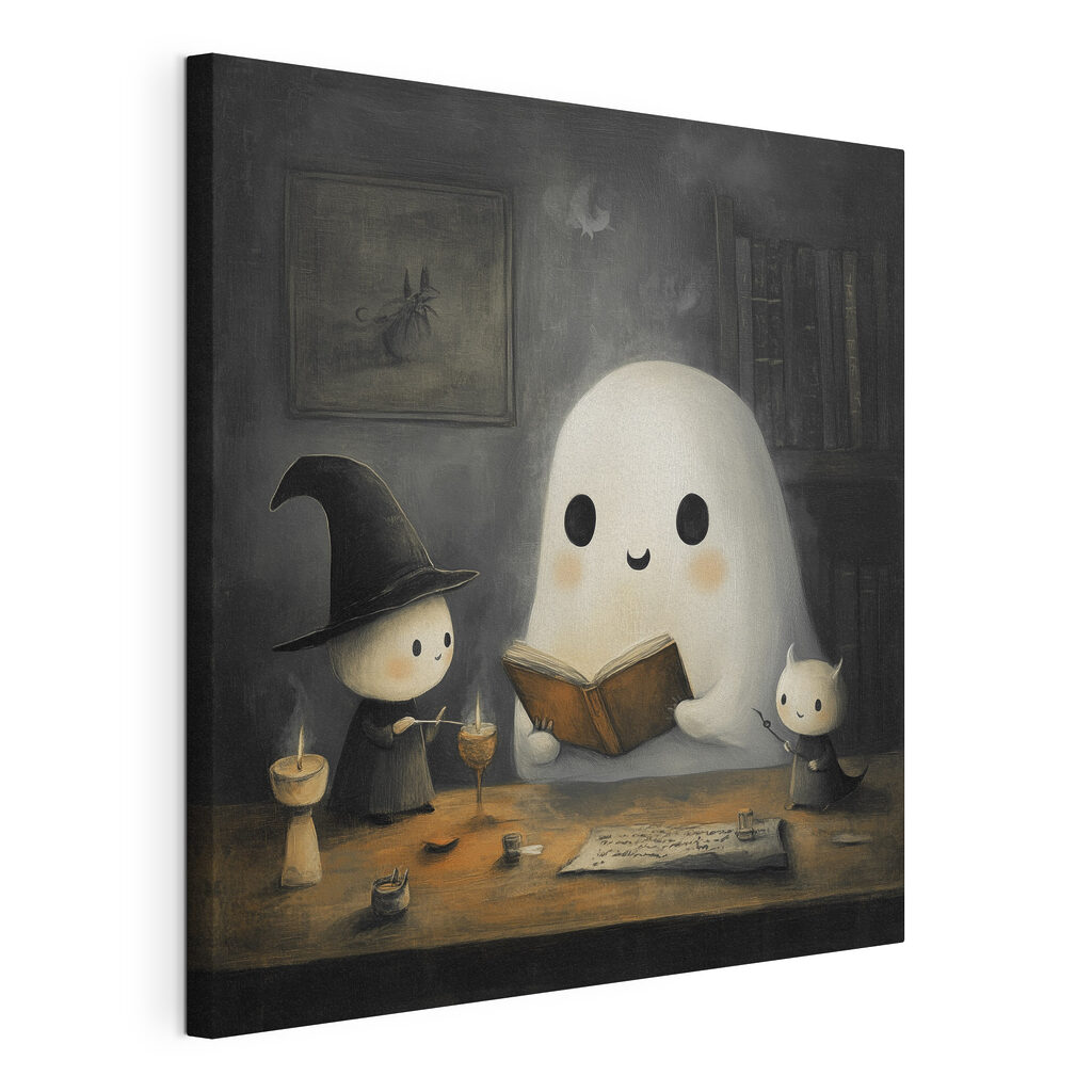 Ghost reading a book with two little people Ghost reading a book with two little people