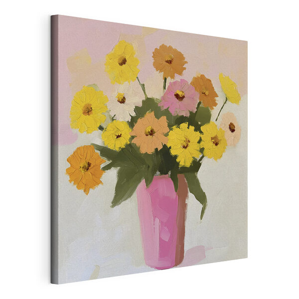 Quadri Quadri Dipinto raffigurante dei fiori in un vaso rosa (COD: s41348)