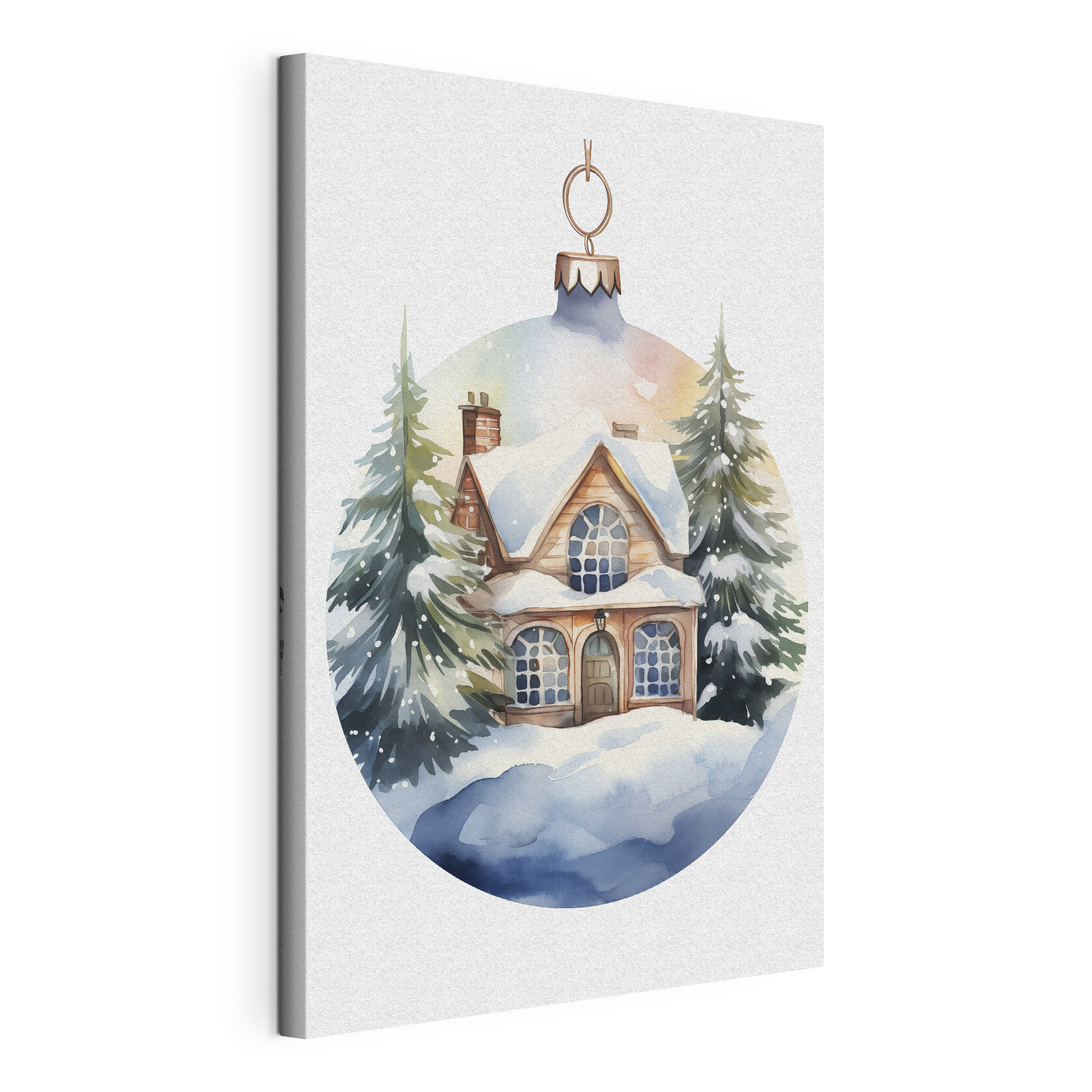 Watercolor painting of a house in the snow Watercolor painting of a house in the snow