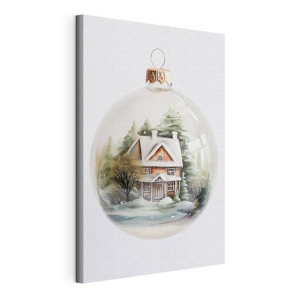 Sfera di vetro con l'immagine di una casa e di alberi Quadri Sfera di vetro con l'immagine di una casa e di alberi