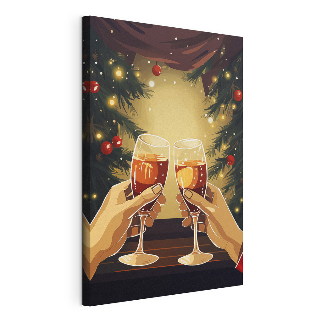 Cartoon of hands holding wine glasses