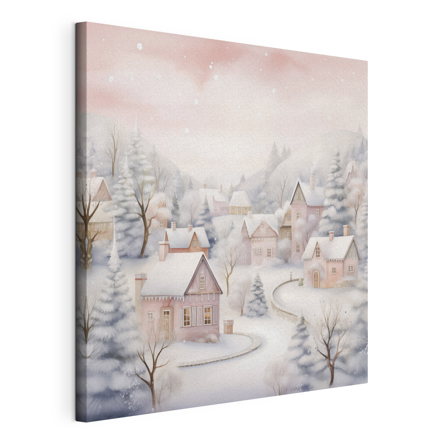 Painting of a snowy village