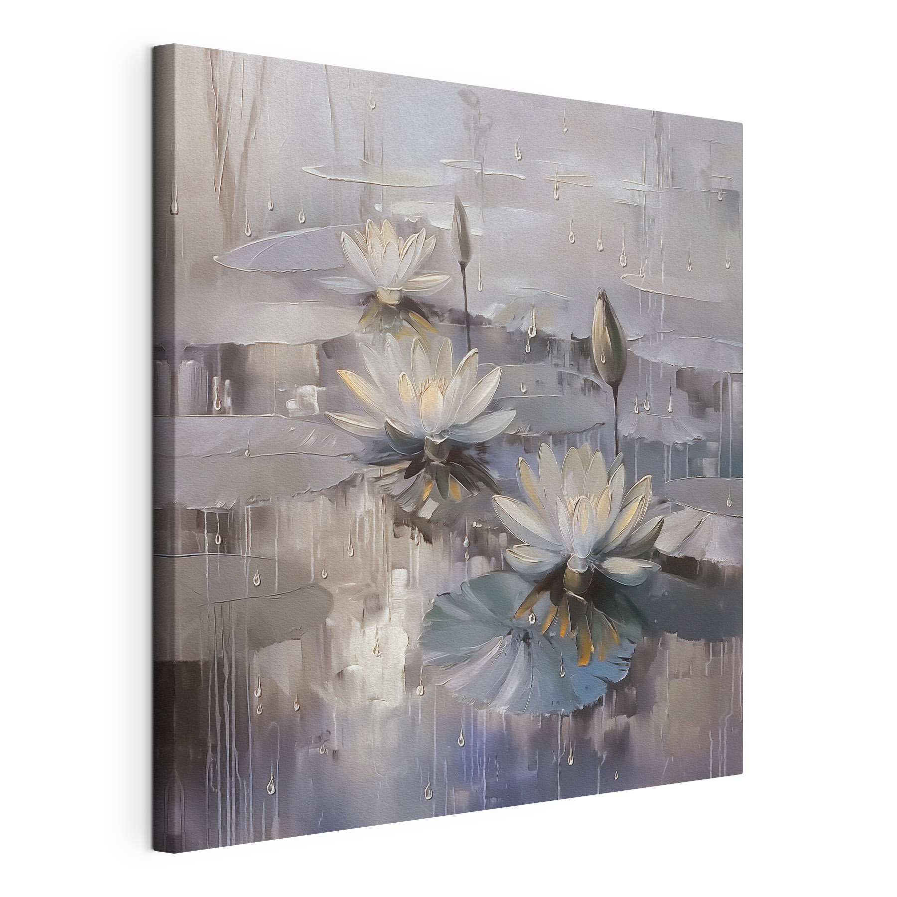Painting of flowers on a pond