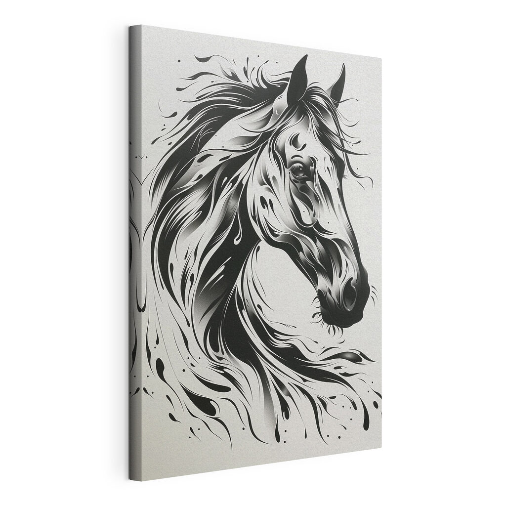 Black and white drawing of a horse Black and white drawing of a horse