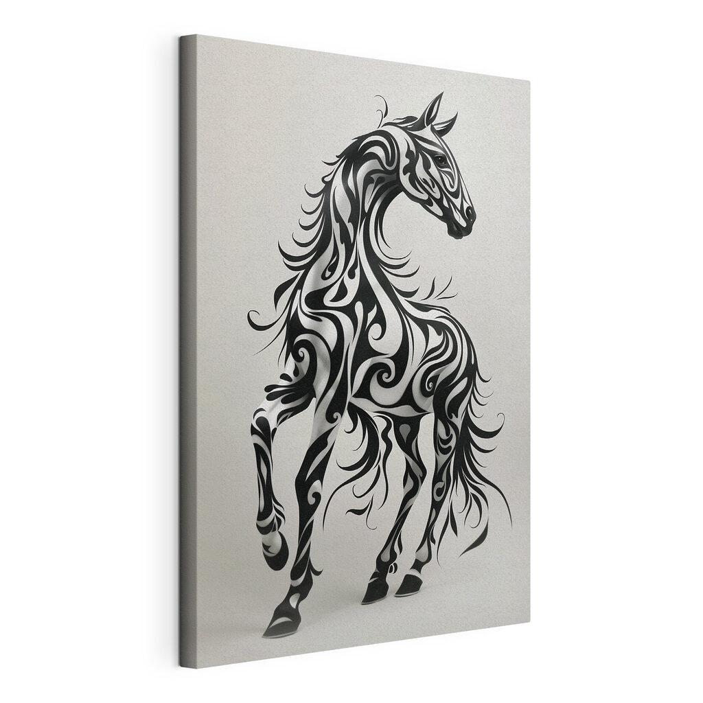 Black and white horse with swirls Black and white horse with swirls
