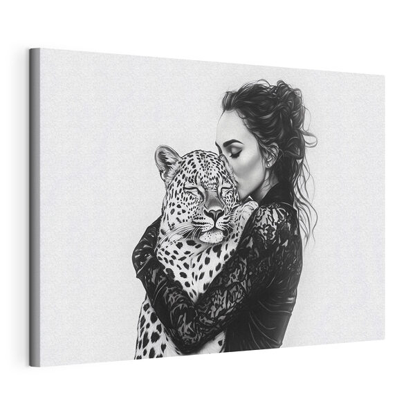 Quadri Una donna che abbraccia un leopardo (COD: s41457) Quadri Quadri Una donna che abbraccia un leopardo (COD: s41457)