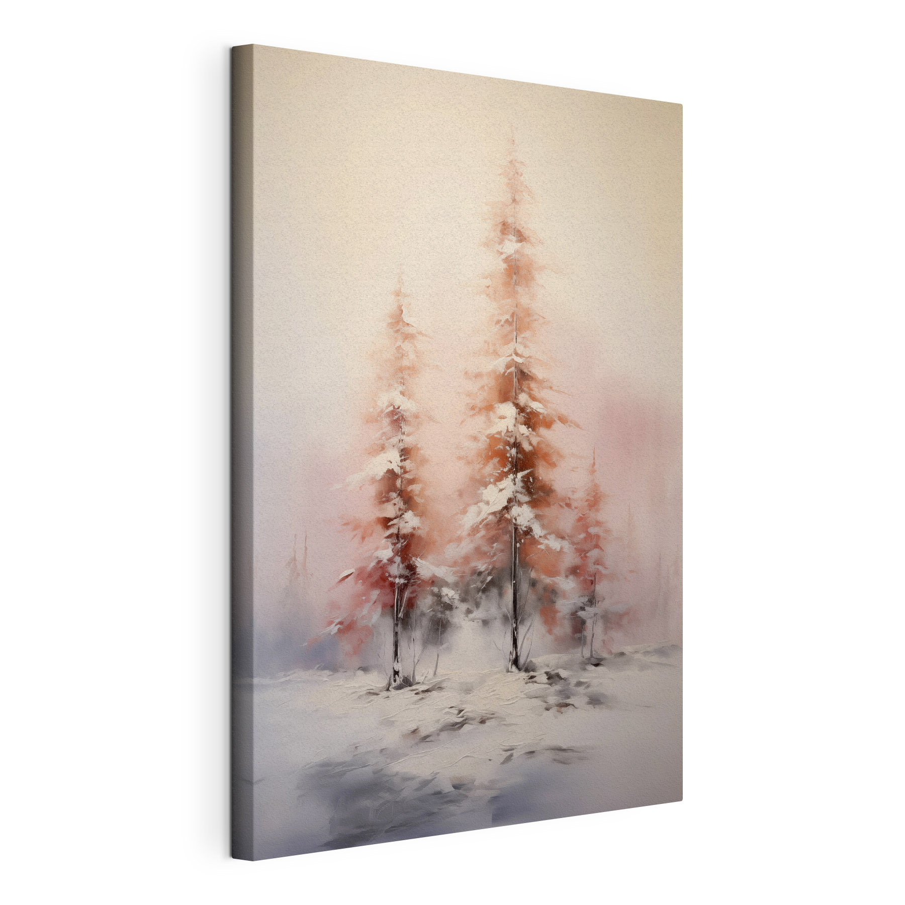 Painting of trees covered in snow Painting of trees covered in snow