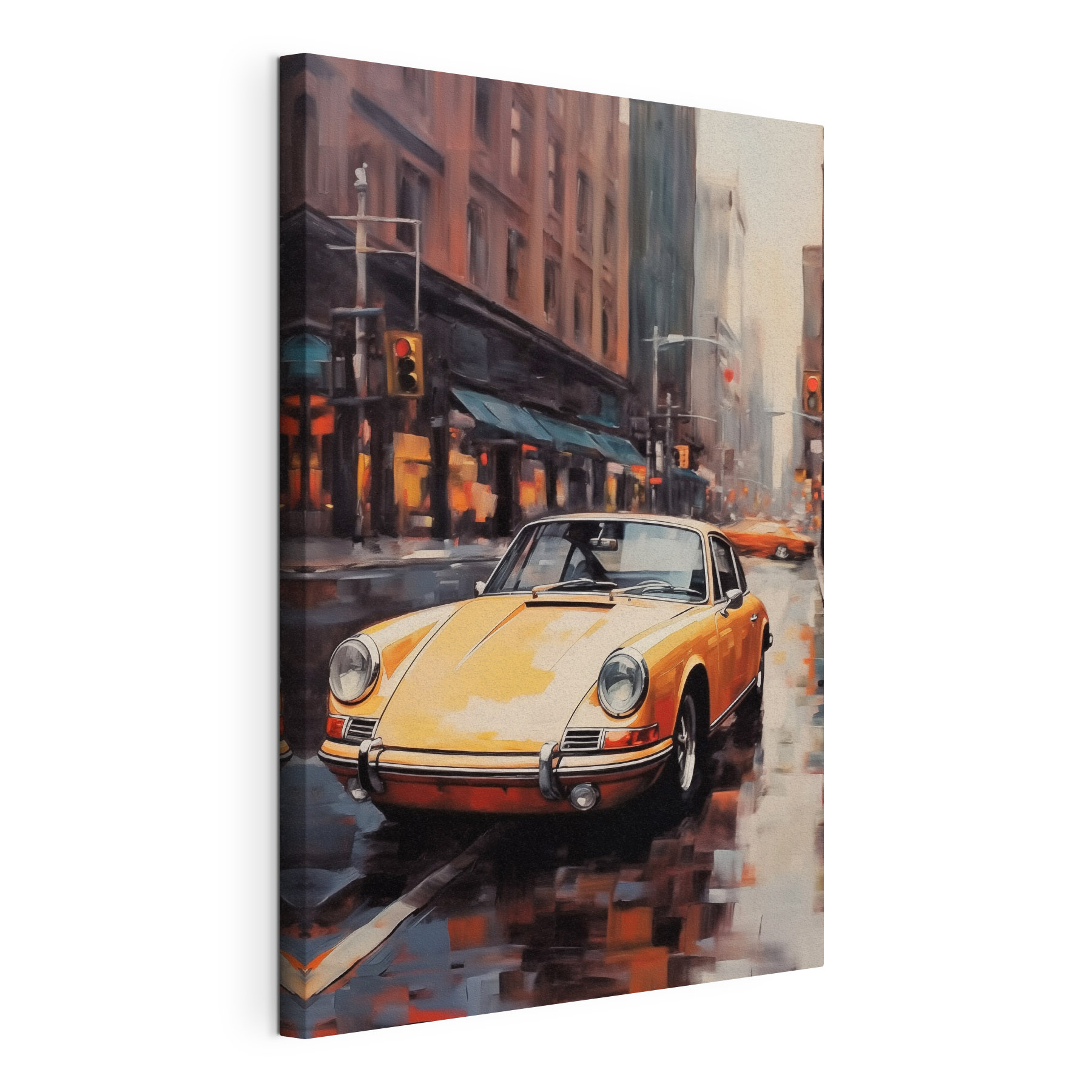 Yellow car on a street Yellow car on a street