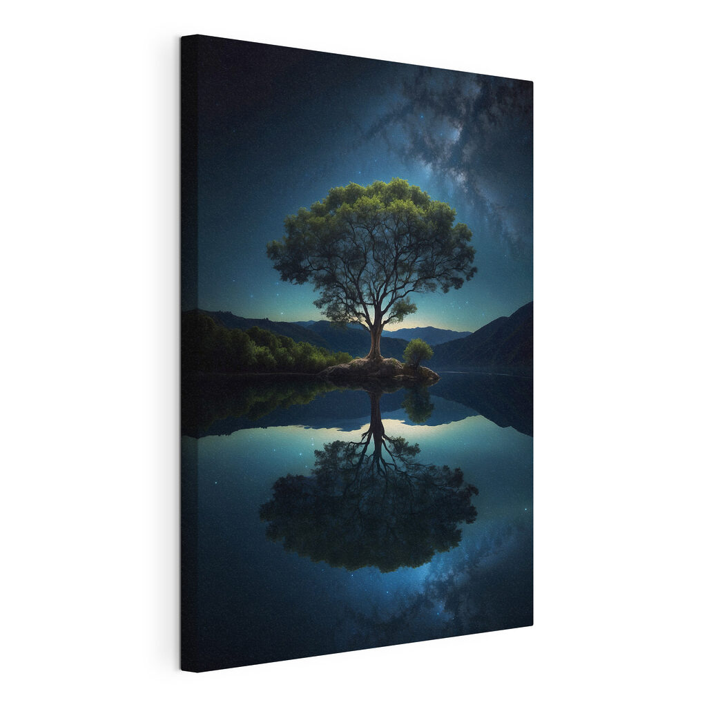 Tree on an island in a lake Tree on an island in a lake