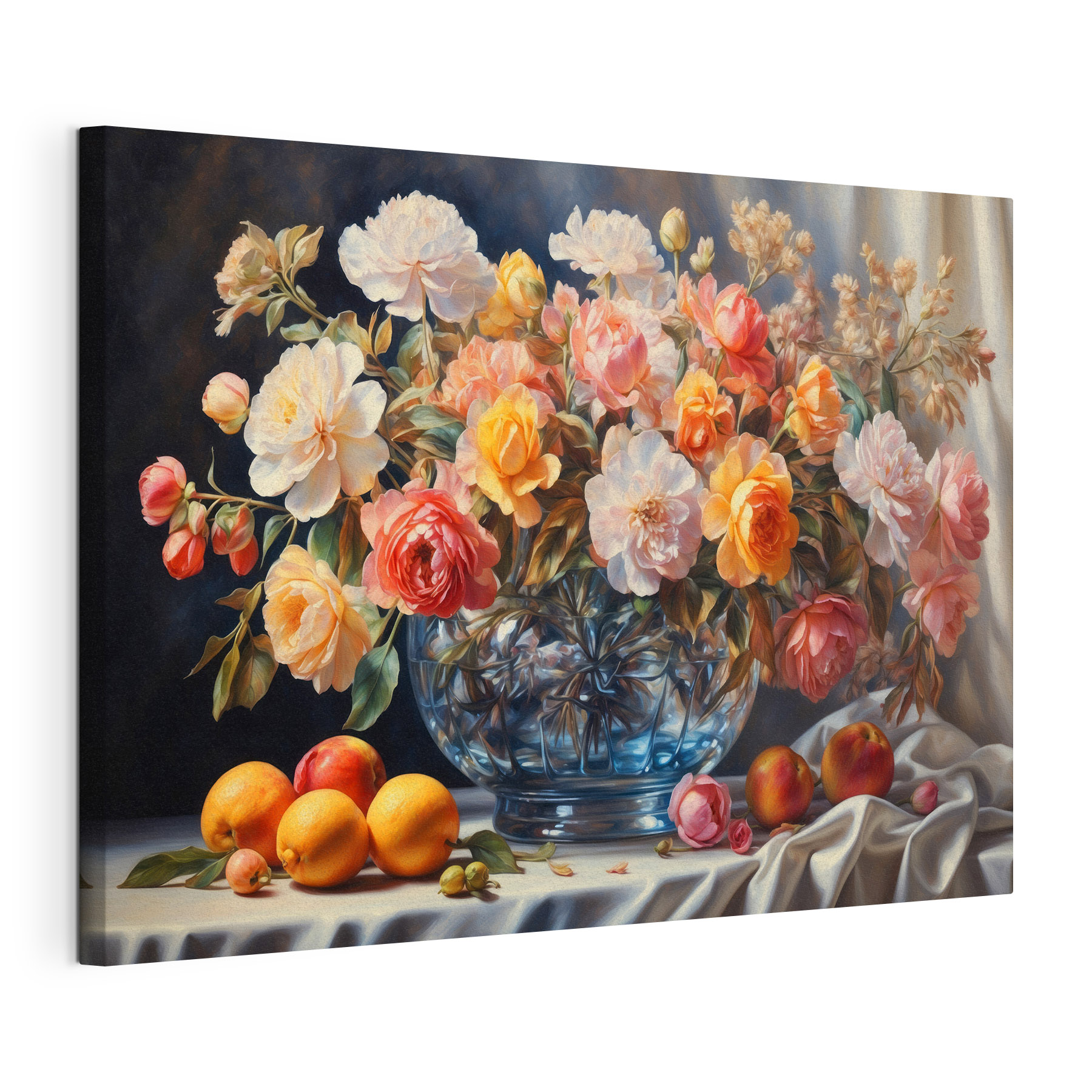 Painting of flowers in a glass vase
