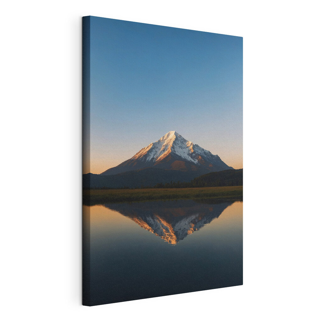 Mountain with a lake and grass