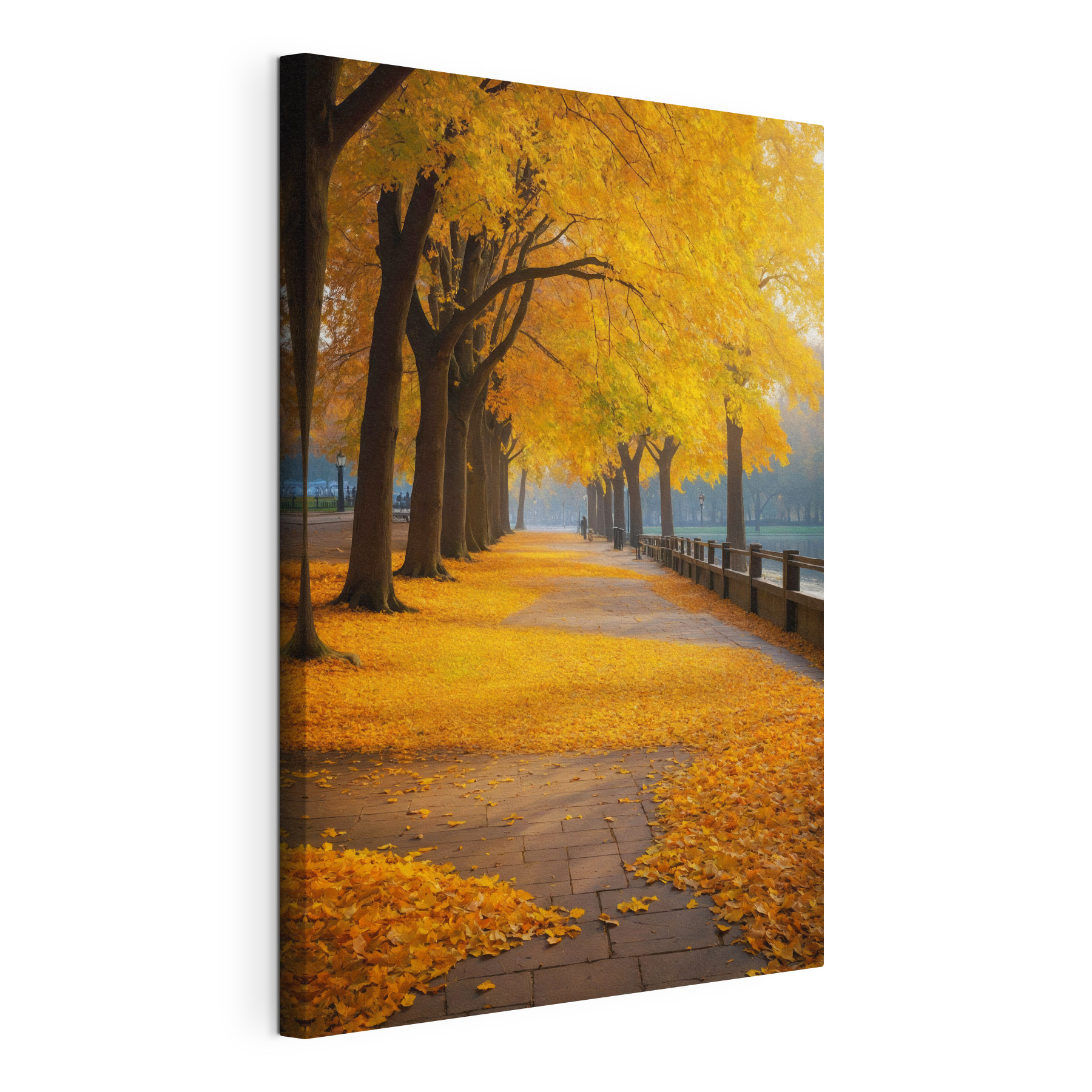 Path with orange leaves on the ground Path with orange leaves on the ground
