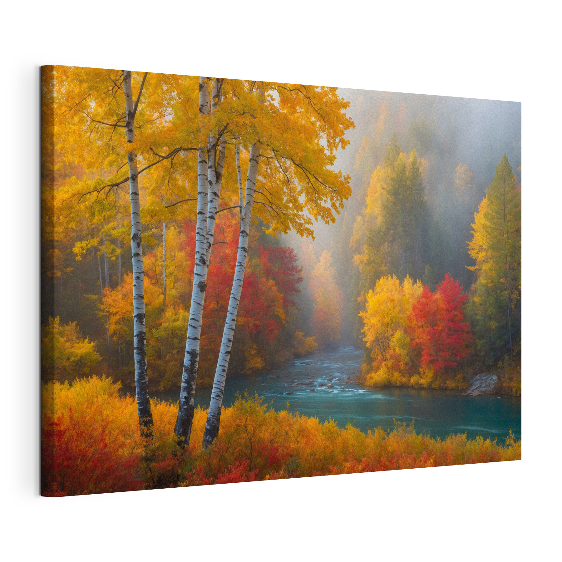 River with trees and colorful leaves River with trees and colorful leaves