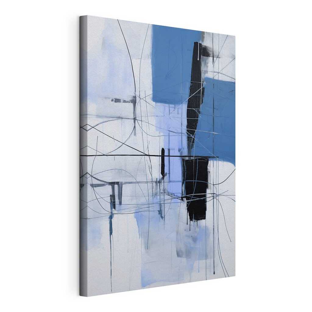 Painting of a blue and black square Painting of a blue and black square