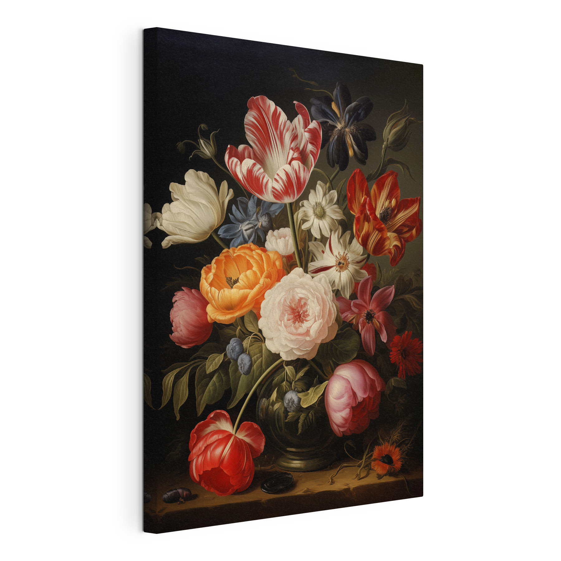 Painting of flowers on a black background Painting of flowers on a black background