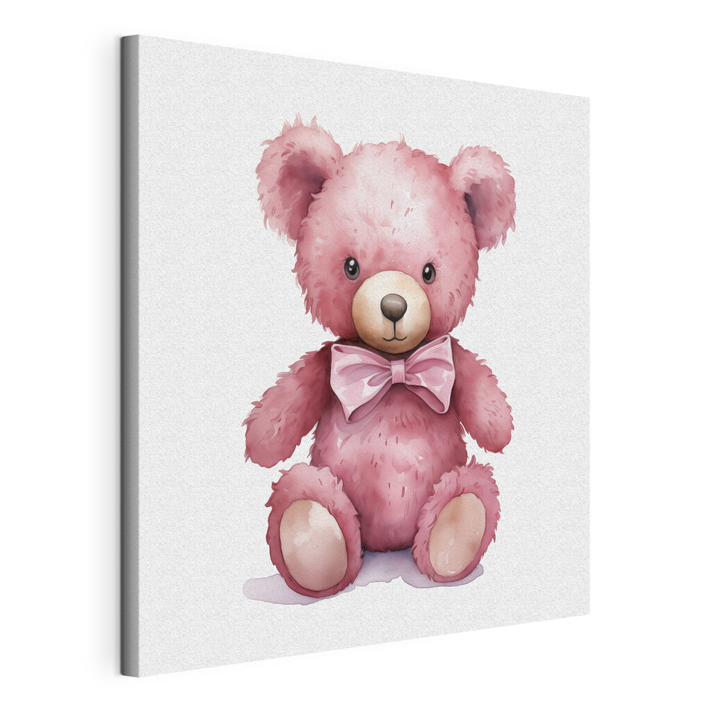 Pink teddy bear with a bow tie