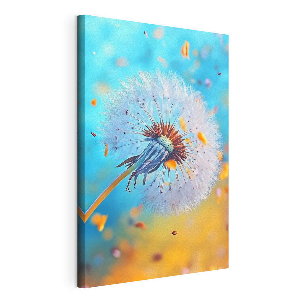 Dandelion with seeds flying in the air Dandelion with seeds flying in the air