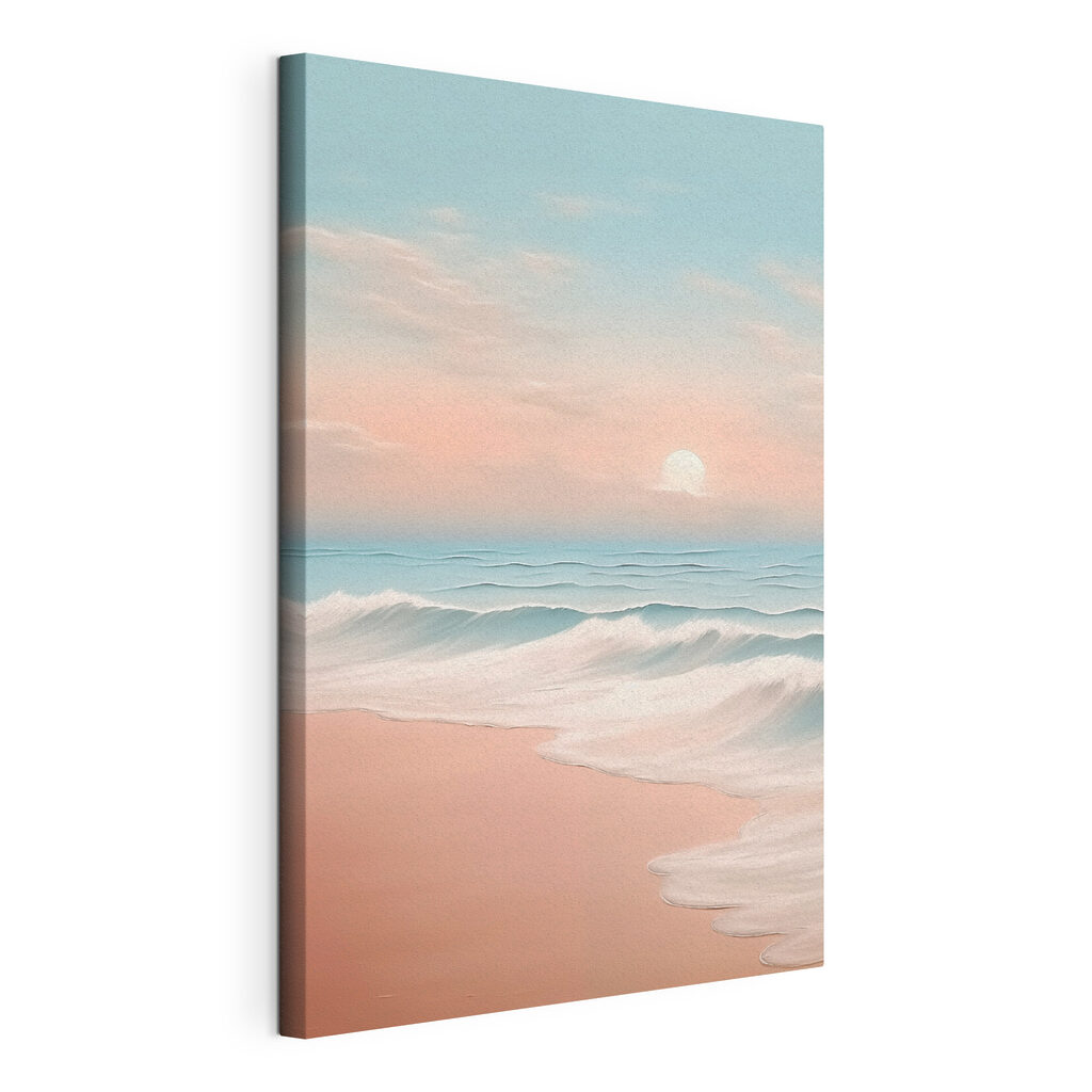 Beach with waves and a sunset Beach with waves and a sunset