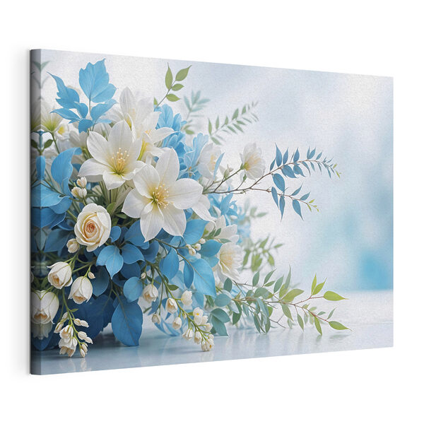 Quadri Mazzo di fiori bianchi e blu