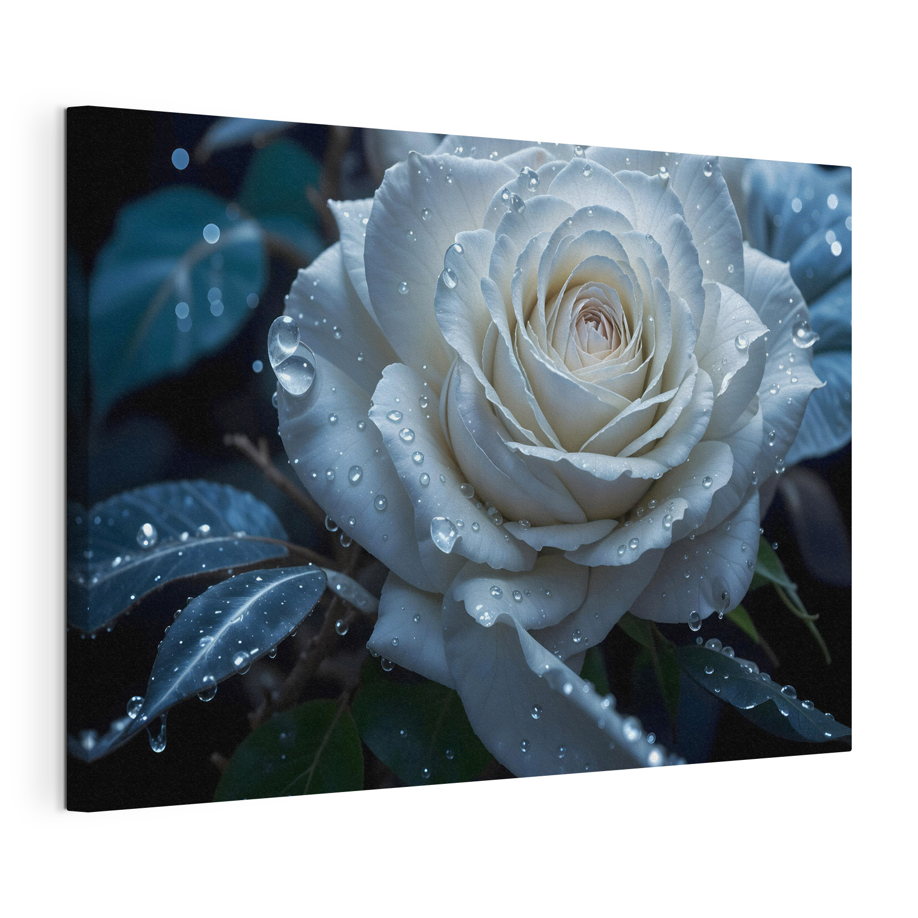 White rose with water drops on it White rose with water drops on it