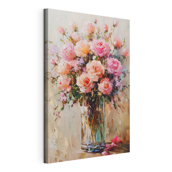 Quadri Dipinto raffigurante un mazzo di rose rosa (COD: s41754) Quadri Quadri Dipinto raffigurante un mazzo di rose rosa (COD: s41754)