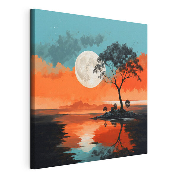 Quadri Un albero su un'isola in mezzo a uno specchio d'acqua, con la luna piena sullo sfondo (COD: s41775) Quadri Quadri Un albero su un'isola in mezzo a uno specchio d'acqua, con la luna piena sullo sfondo (COD: s41775)