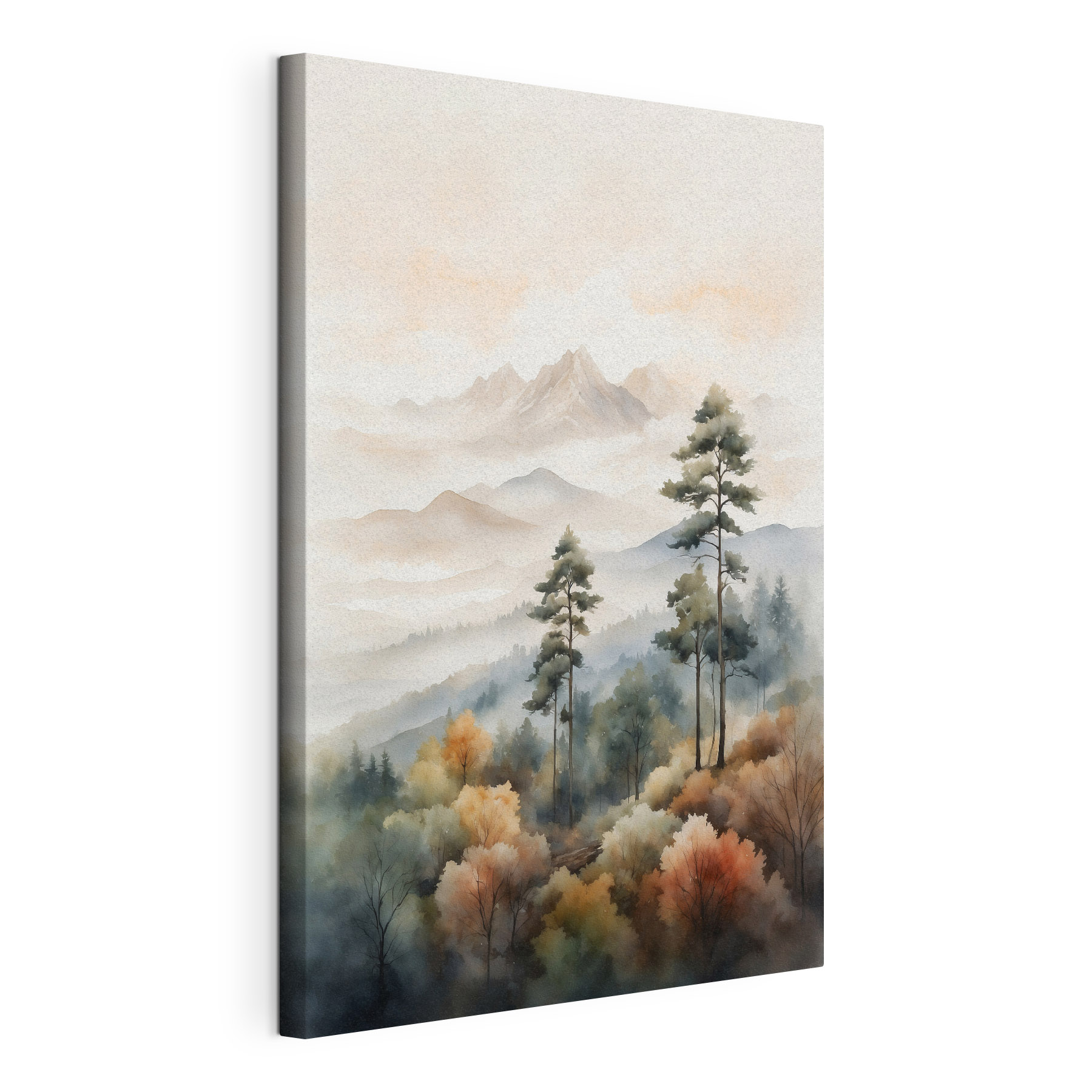 Watercolor painting of trees and mountains Watercolor painting of trees and mountains