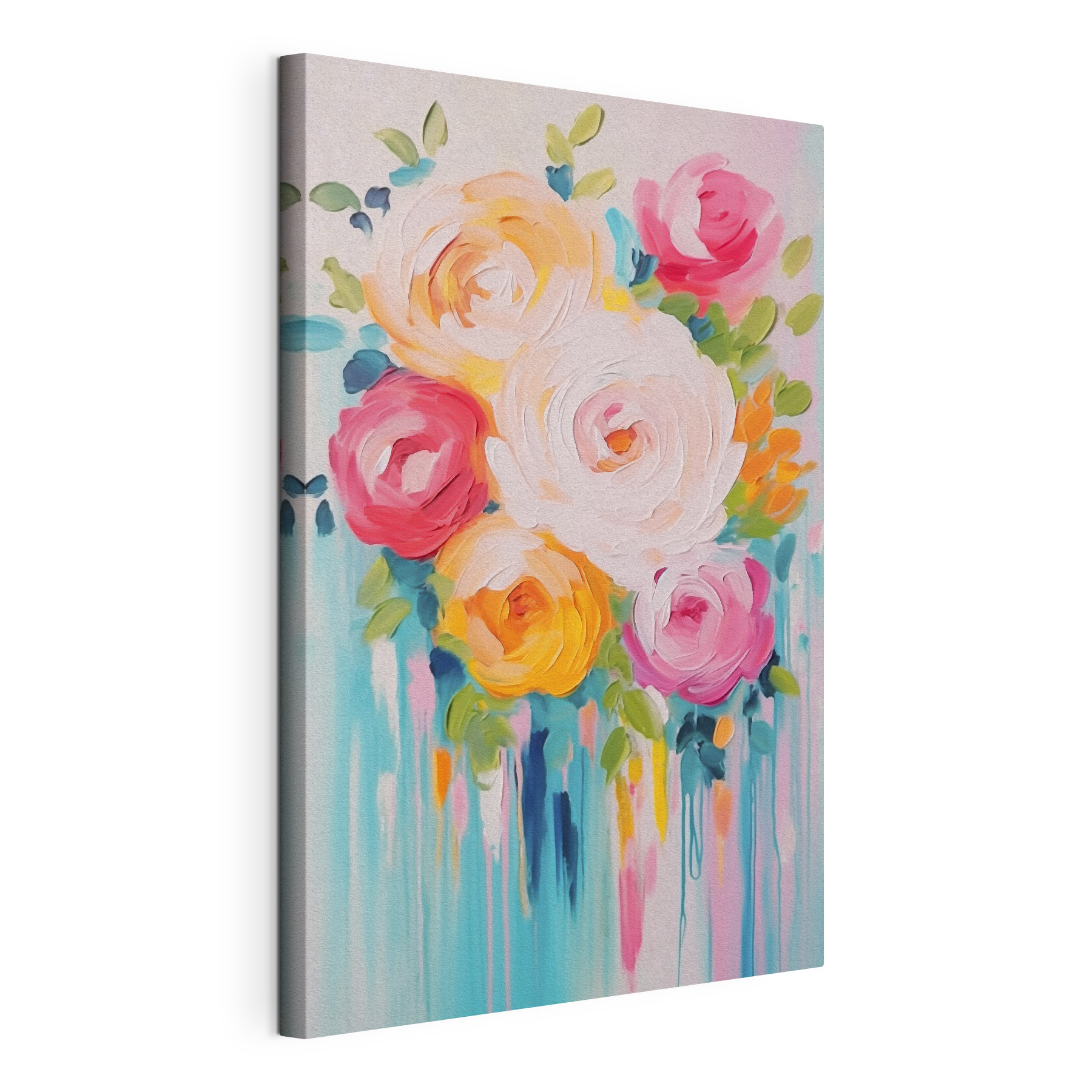 Painting of flowers on a white surface Painting of flowers on a white surface