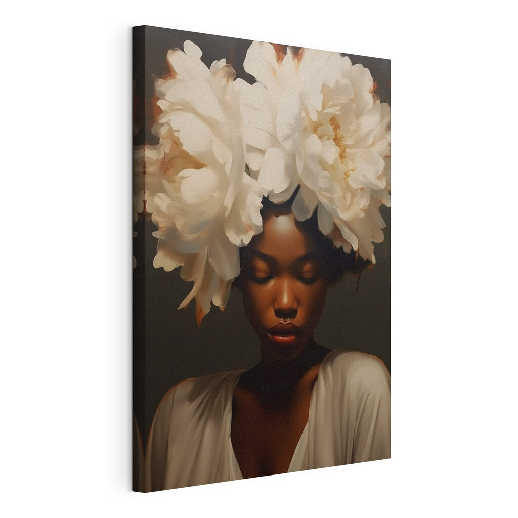 Woman with flowers on her head