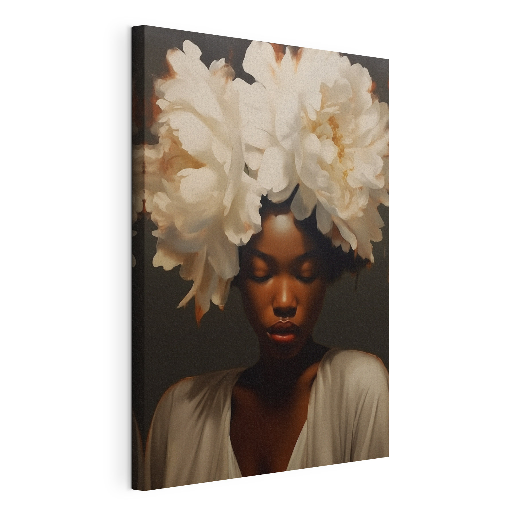 Woman with flowers on her head