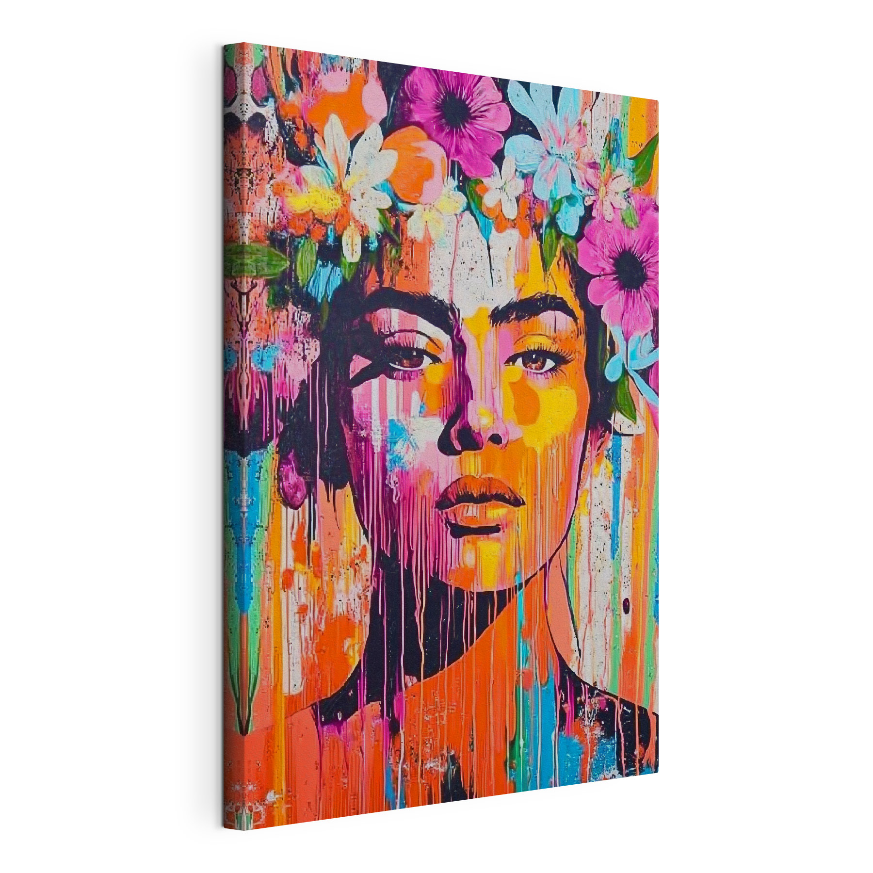 Painting of a woman with flowers on her head Painting of a woman with flowers on her head