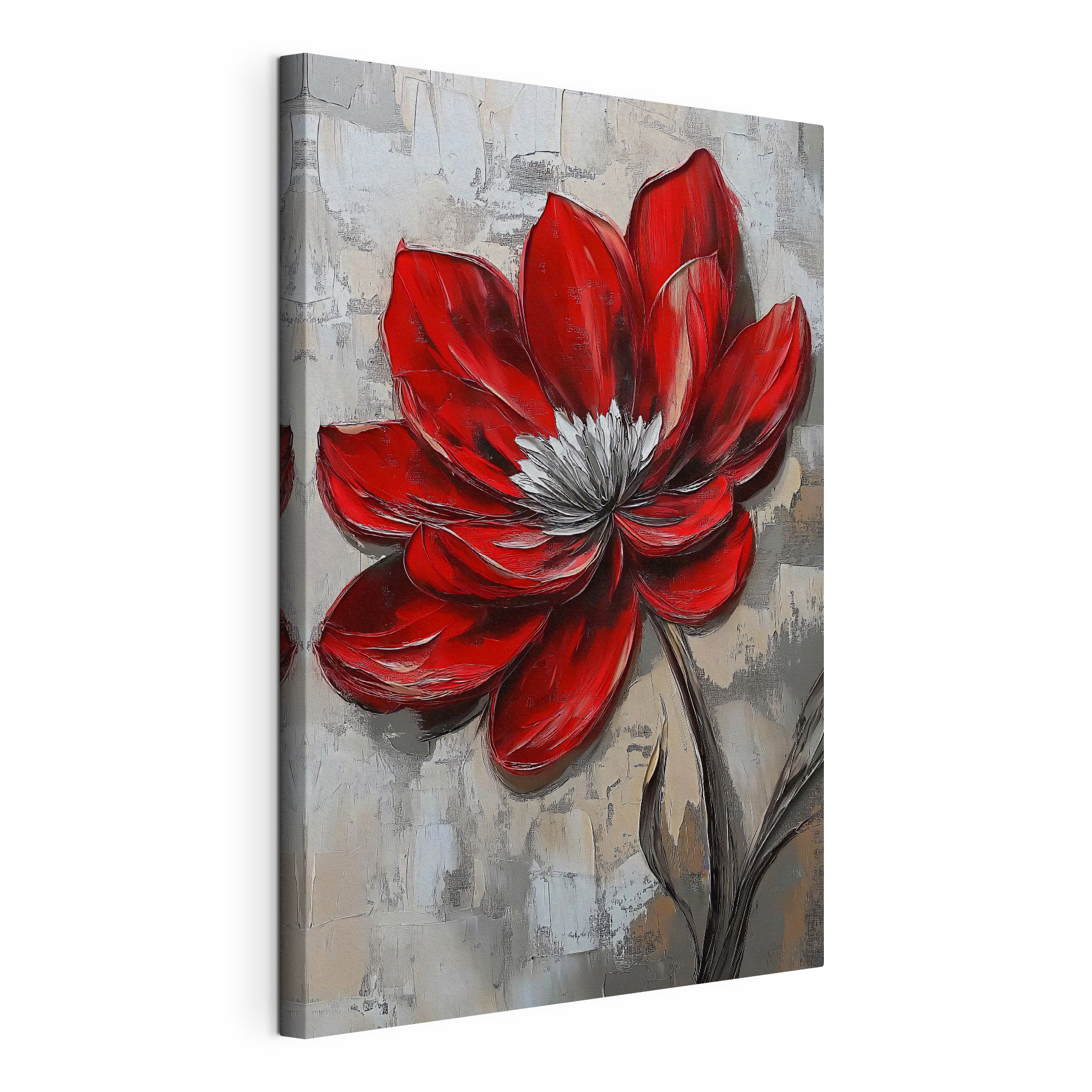 Red flower on a gray surface Red flower on a gray surface
