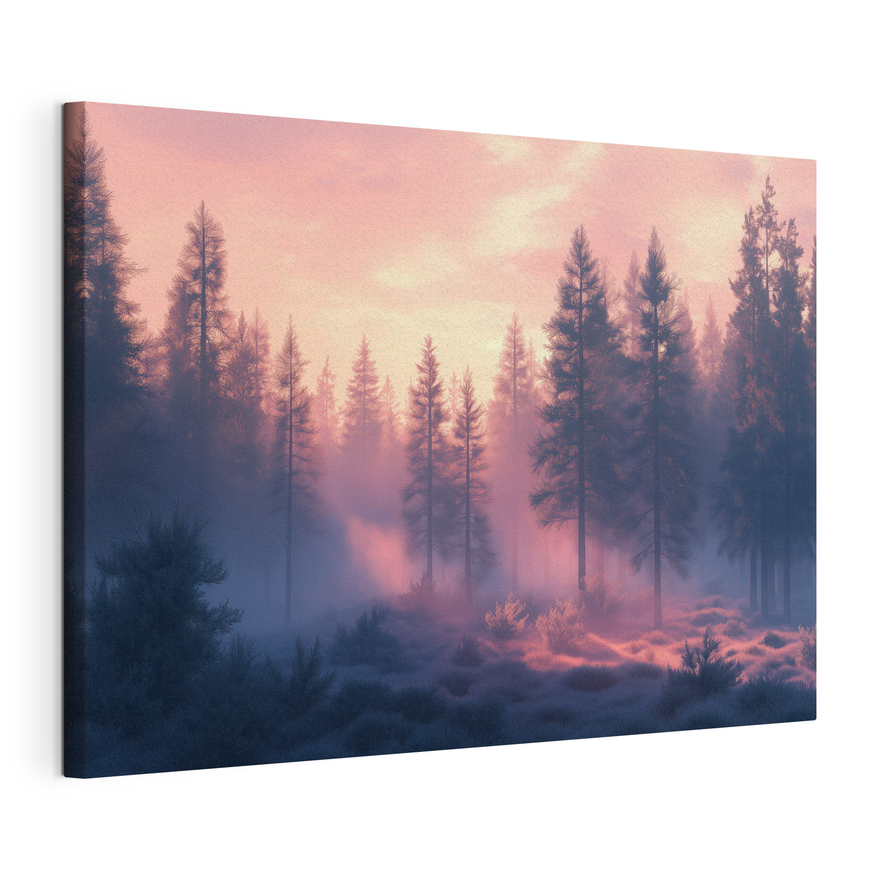 Foggy forest with trees
