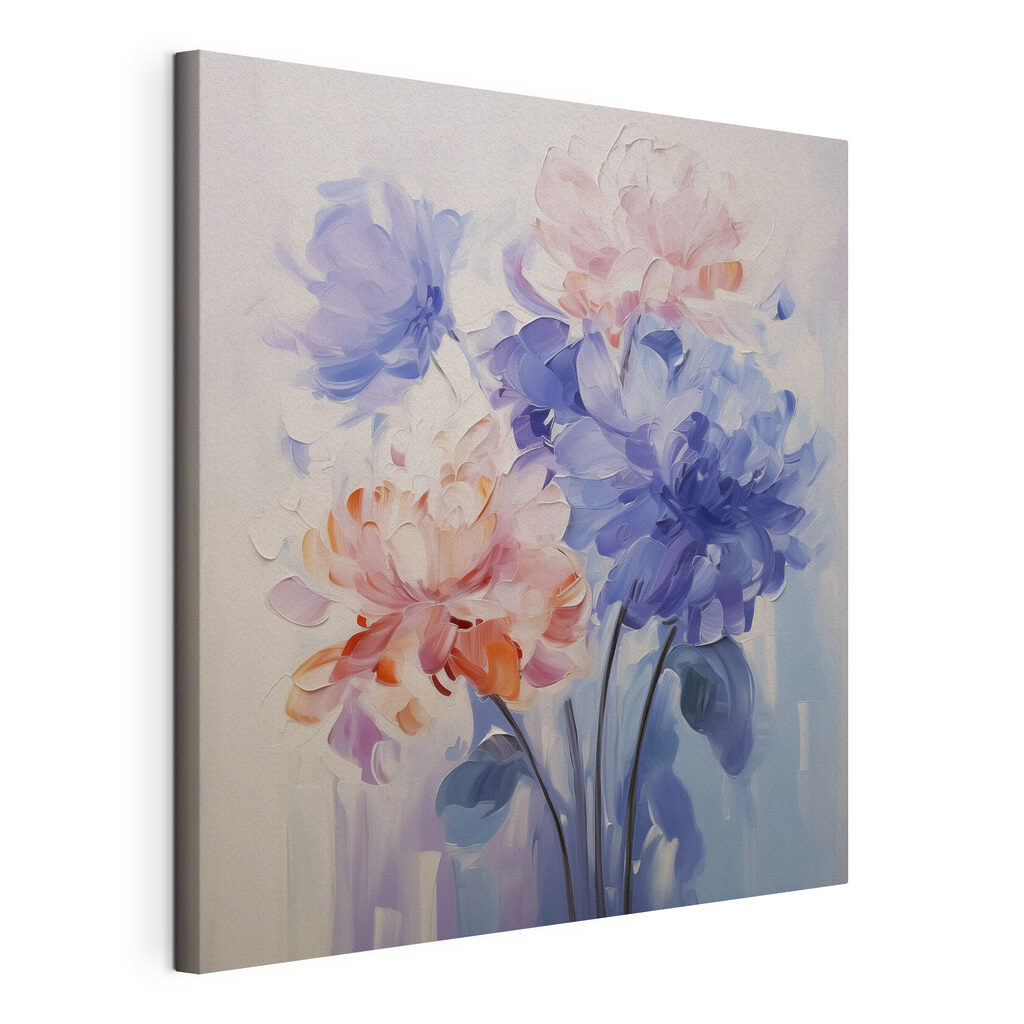 Painting of flowers on a white surface Painting of flowers on a white surface