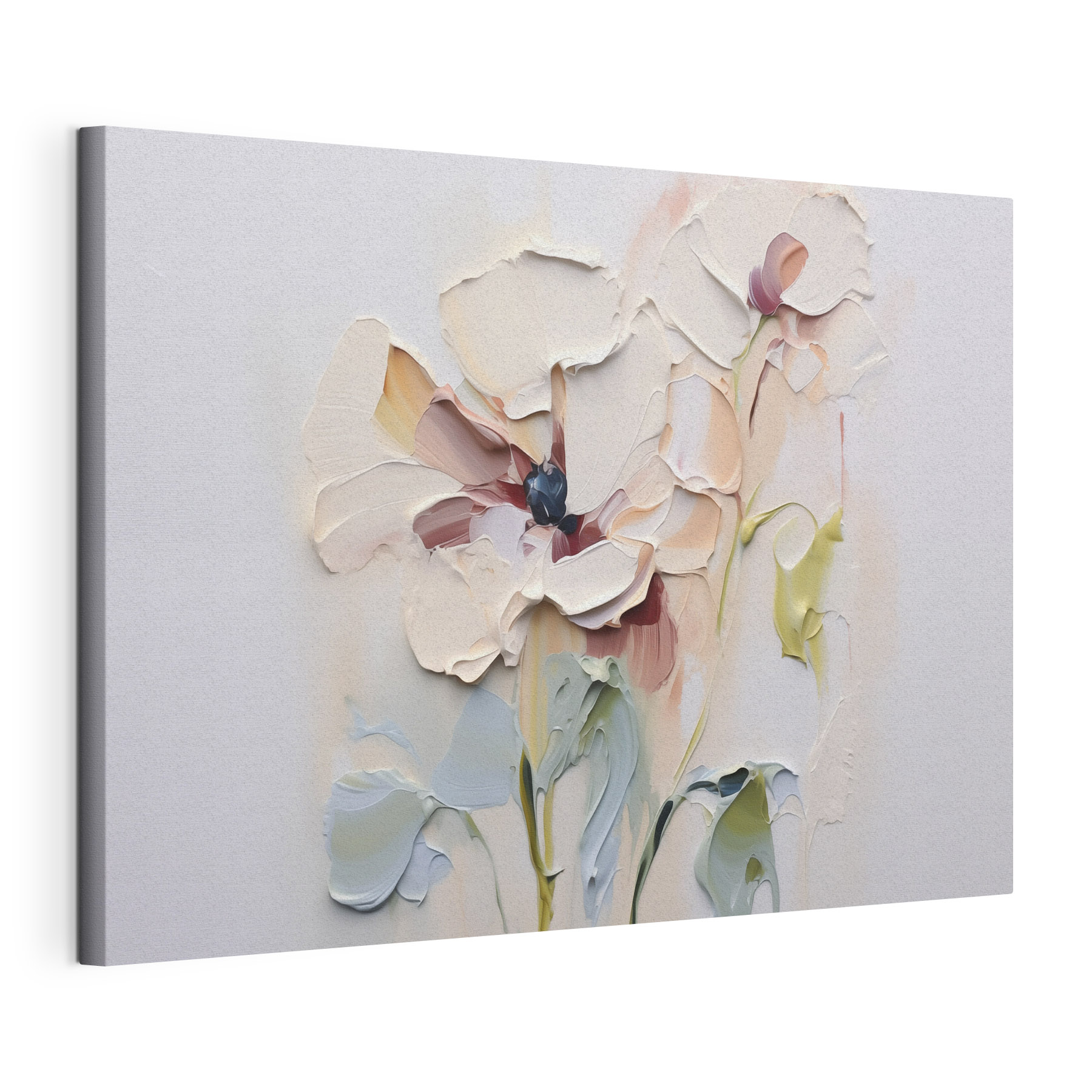 Painting of flowers on a white surface Painting of flowers on a white surface
