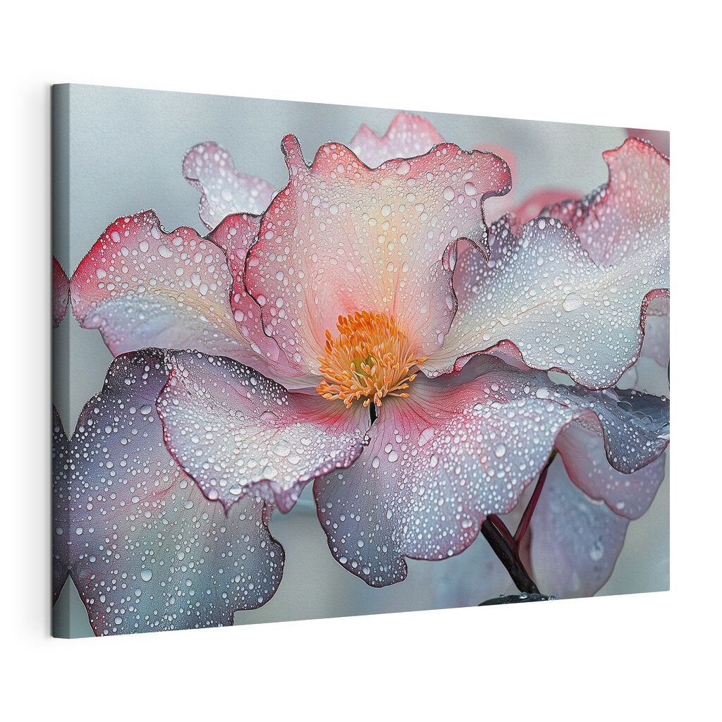 Delicate petals adorned with raindrops
