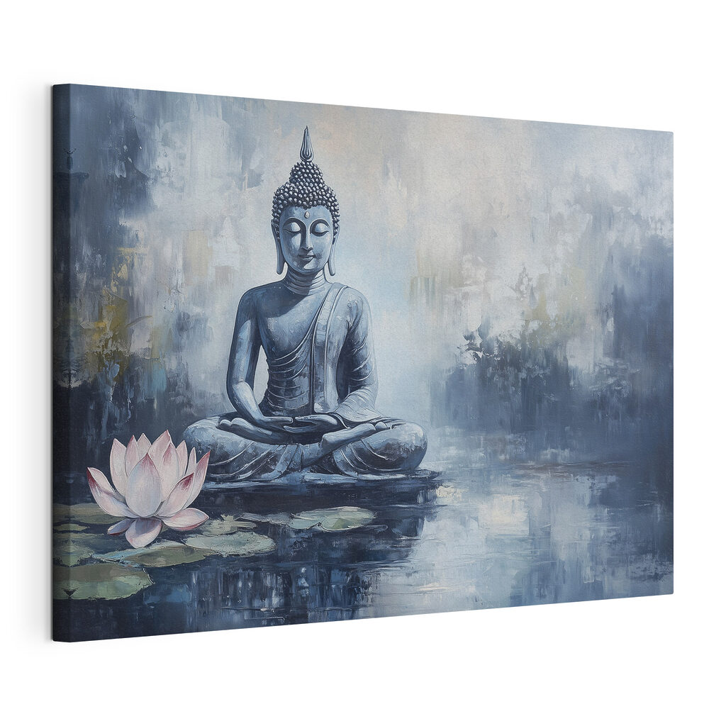 Painting of a statue in the water