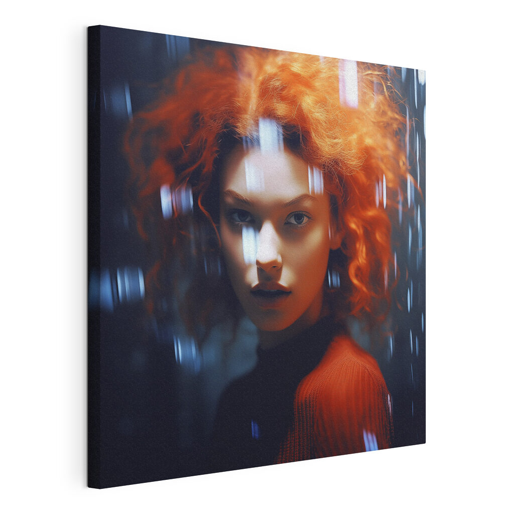 Woman with red hair and rain drops Woman with red hair and rain drops