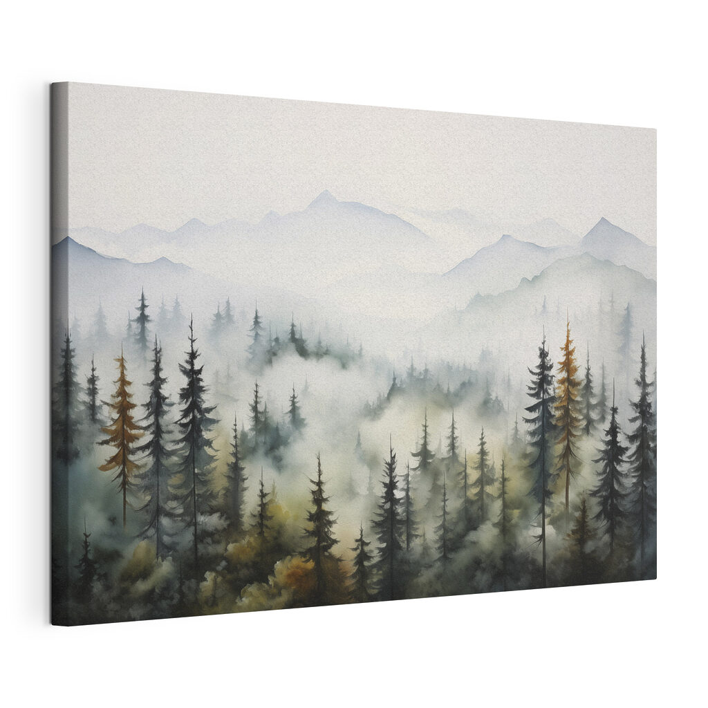 Painting of trees and fog Painting of trees and fog
