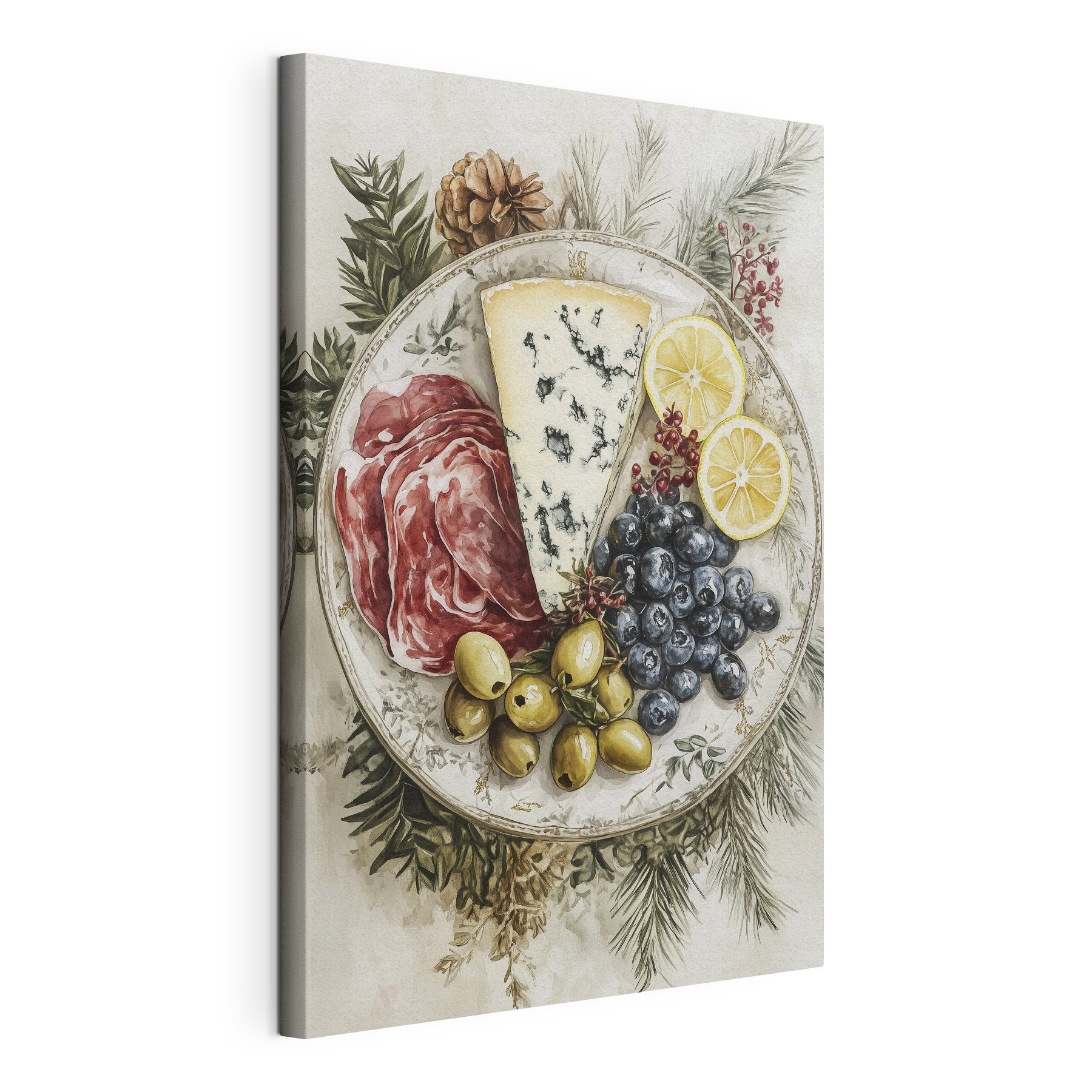 Plate of food with fruit and cheese