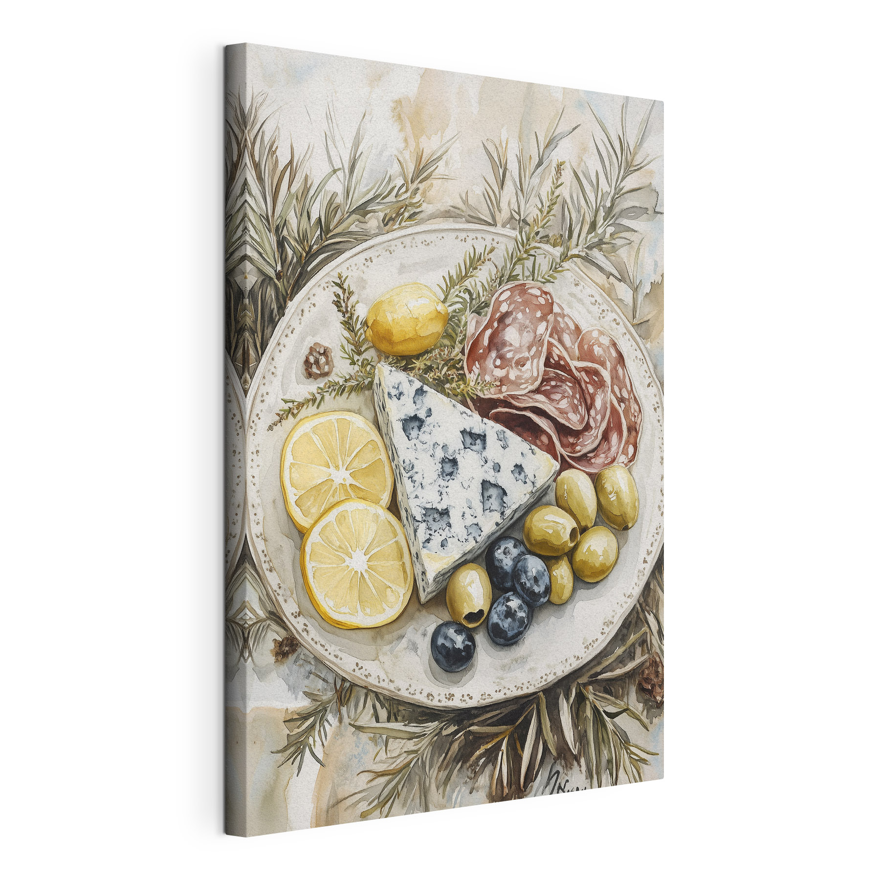 Plate of food with cheese and olives